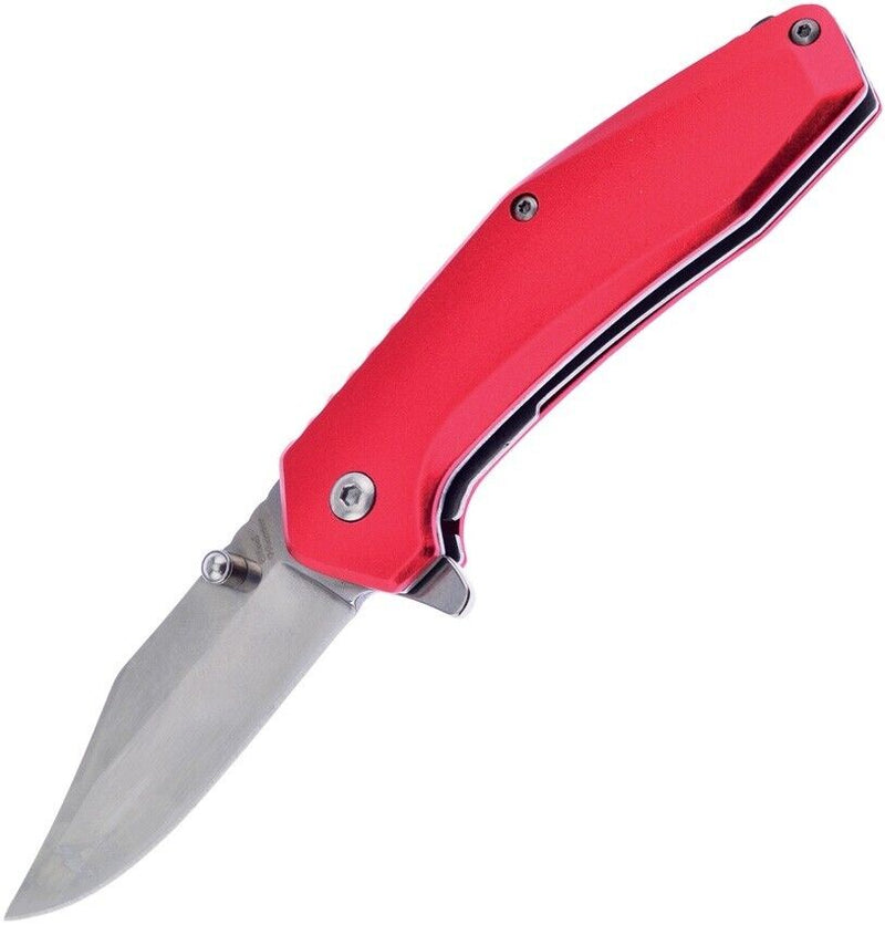 Frost Cutlery Linerlock A/O Folding Knife 2.75" 3Cr13 Steel Clip Point Blade Red Aluminum Handle W887R -Frost Cutlery - Survivor Hand Precision Knives & Outdoor Gear Store