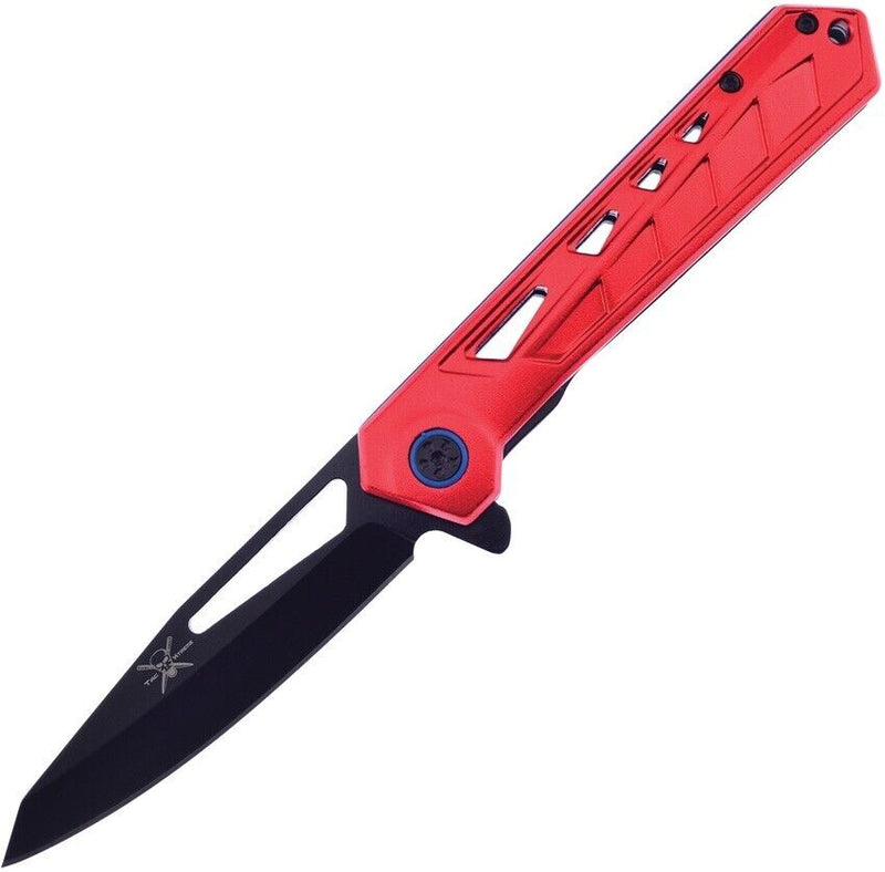 Frost Cutlery Linerlock A/O Folding Knife 3.75" 3Cr13 Steel Blade Red Aluminum Handle X57R -Frost Cutlery - Survivor Hand Precision Knives & Outdoor Gear Store