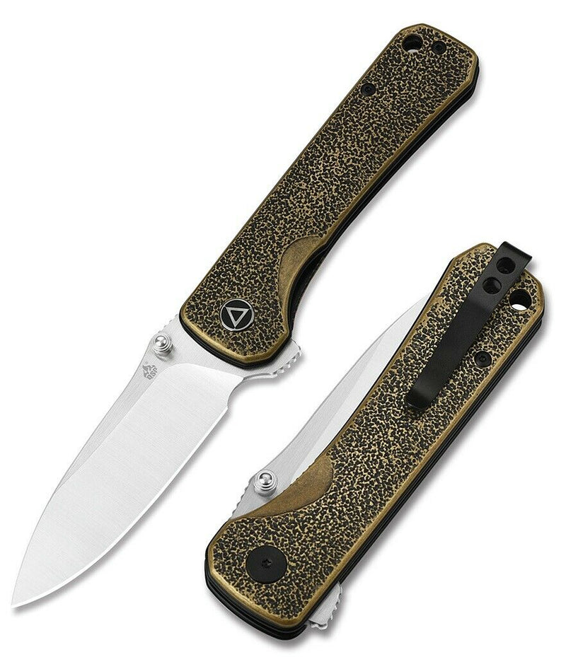 QSP Knife Hawk Linerlock Folding Knife 3.25" 14C28N Steel Blade Brass Handle 131K -QSP Knife - Survivor Hand Precision Knives & Outdoor Gear Store