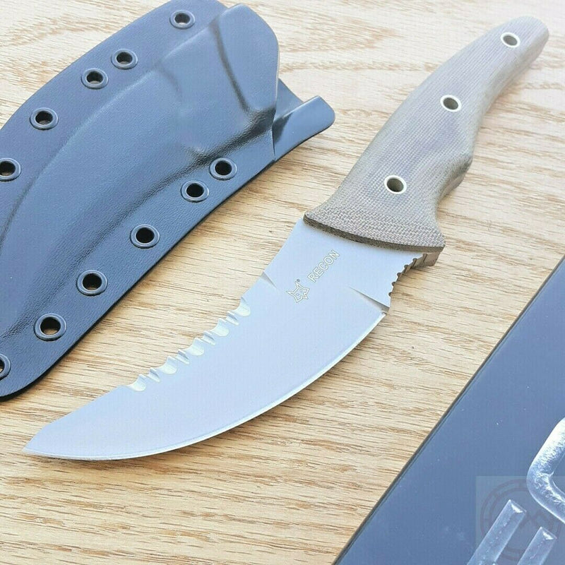 Fox Recon Fixed Knife 4.75" N690Co Steel Full Tang Blade Green Micarta Handle X512OD -Fox - Survivor Hand Precision Knives & Outdoor Gear Store
