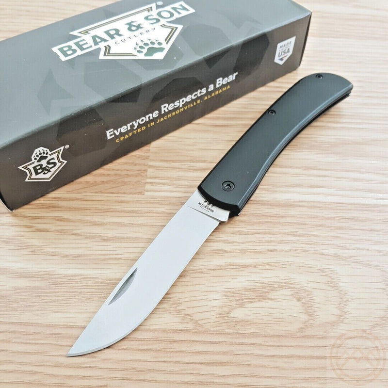 Bear & Son Large Farmhand Folding Knife 3.63" Stainless Steel Blade Black Aluminum Handle 138 -Bear & Son - Survivor Hand Precision Knives & Outdoor Gear Store