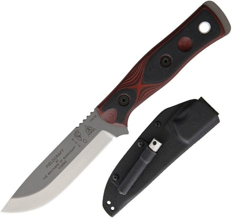 TOPS Fieldcraft BOB Hunter Fixed Knife 4.75" 154CM Steel Blade Red And Black Micarta Handle BROS154RB -TOPS - Survivor Hand Precision Knives & Outdoor Gear Store