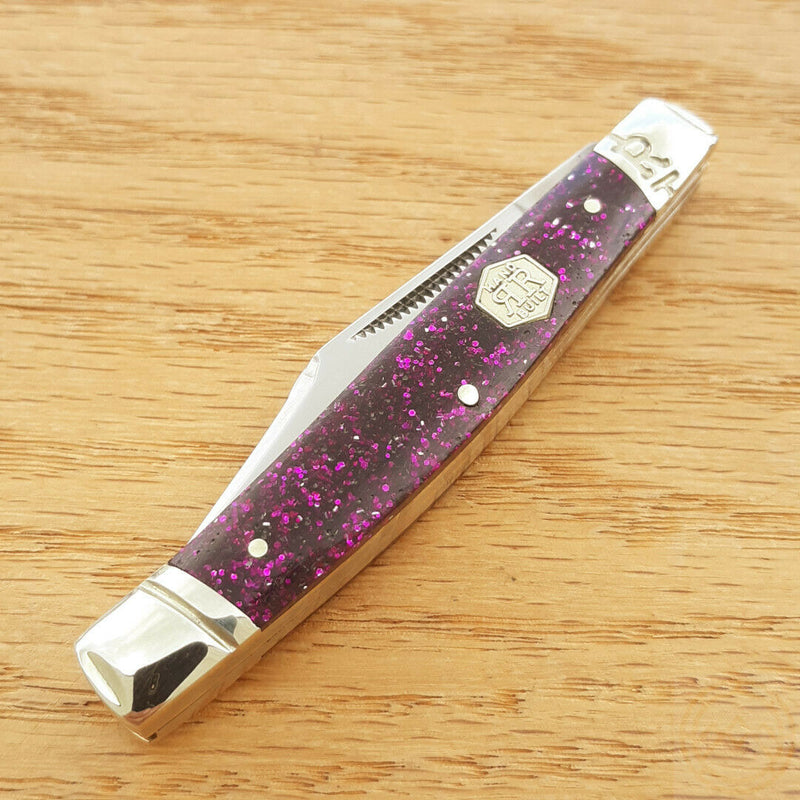 Rough Ryder Sparkle Stockman Pocket Knife Stainless Steel Blades Purple Glitter Acrylic Handle 2018 -Rough Ryder - Survivor Hand Precision Knives & Outdoor Gear Store