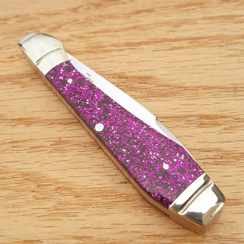 Rough Ryder Sparkle Folding Knife Stainless Steel Blade Purple Glitter Acrylic Handle 2019 -Rough Ryder - Survivor Hand Precision Knives & Outdoor Gear Store