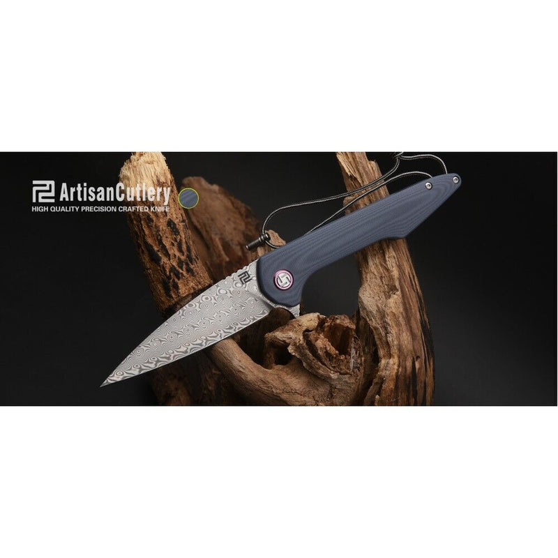 Artisan Archaeo Folding Knife 3.54" Damascus Steel Blade Blue G-10 Handle Z1821NLBUC -Artisan - Survivor Hand Precision Knives & Outdoor Gear Store