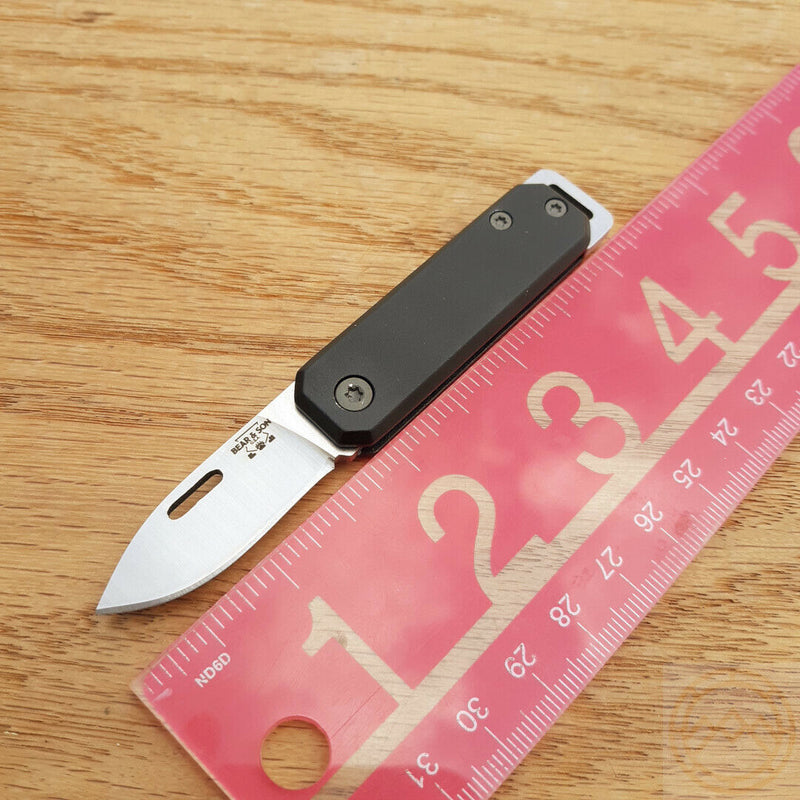Bear & Son Small Slip Joint Folding Knife 1.5" High Carbon Steel Blade Black Aluminum Handle 109BK -Bear & Son - Survivor Hand Precision Knives & Outdoor Gear Store