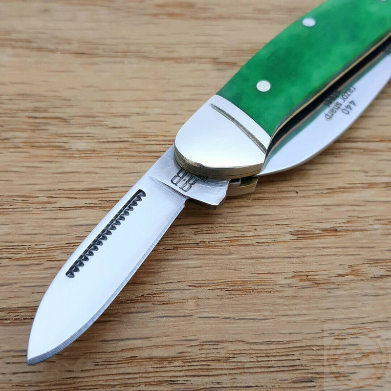 Rough Ryder Mini Canoe Pocket Knife Stainless Blades Green Smooth Bone Handle 057 -Rough Ryder - Survivor Hand Precision Knives & Outdoor Gear Store