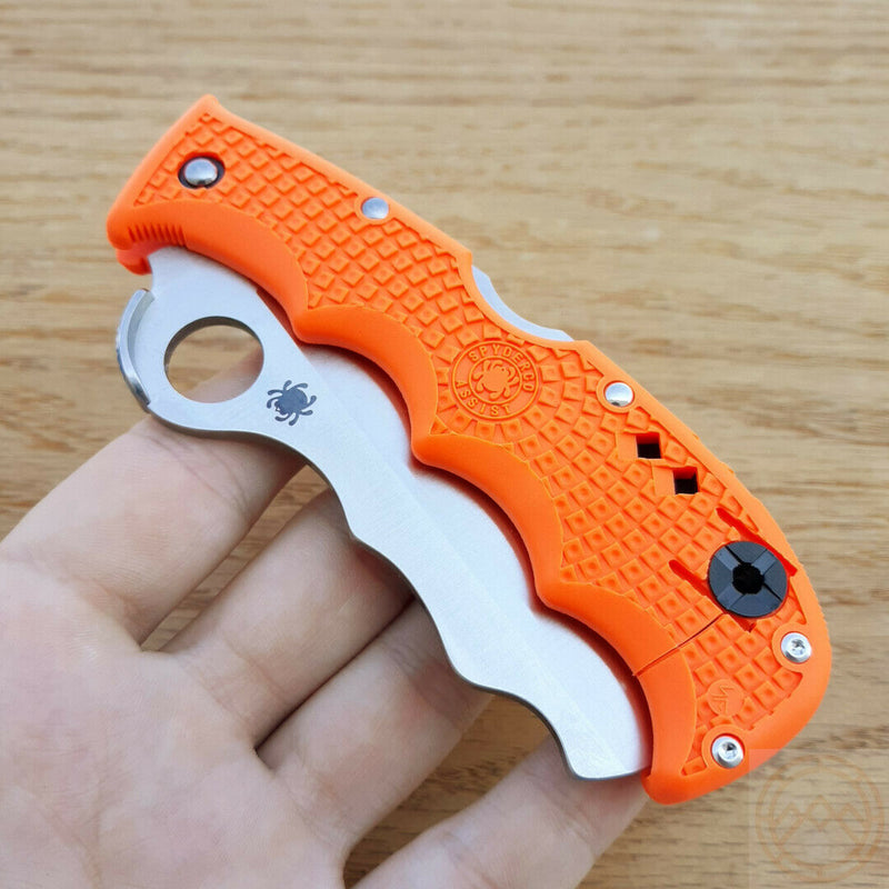 Spyderco Assist Lockback Folding Knife 3.75" Part Serrated VG10 Steel Blade Orange FRN Handle 79PSOR -Spyderco - Survivor Hand Precision Knives & Outdoor Gear Store