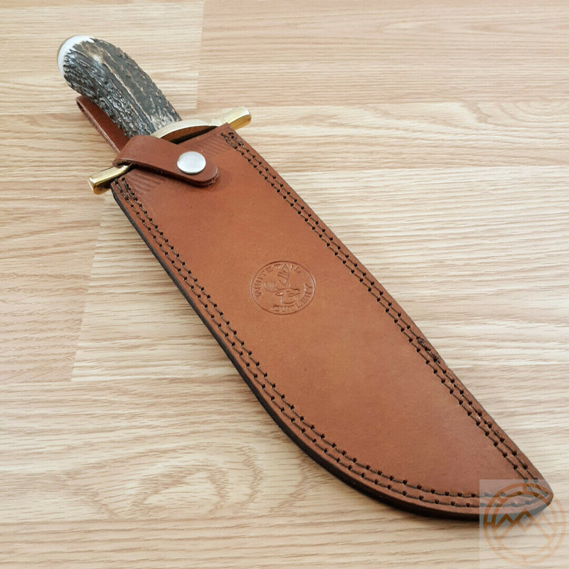 Frost Cutlery Whitetail Bowie Fixed Knife 9.5" Stainless Steel/Clip Point Blade Elk Stag Handle T005 -Frost Cutlery - Survivor Hand Precision Knives & Outdoor Gear Store