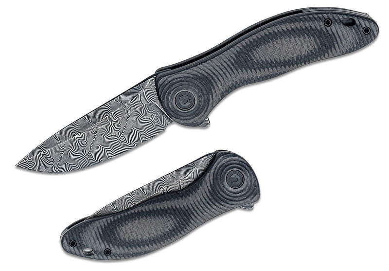 Civivi Synergy3 Linerlock Folding Knife 3.24" Damascus Steel Drop Point Blade Black G10/Twill Carbon Fiber Handle 0075DDS1 -Civivi - Survivor Hand Precision Knives & Outdoor Gear Store