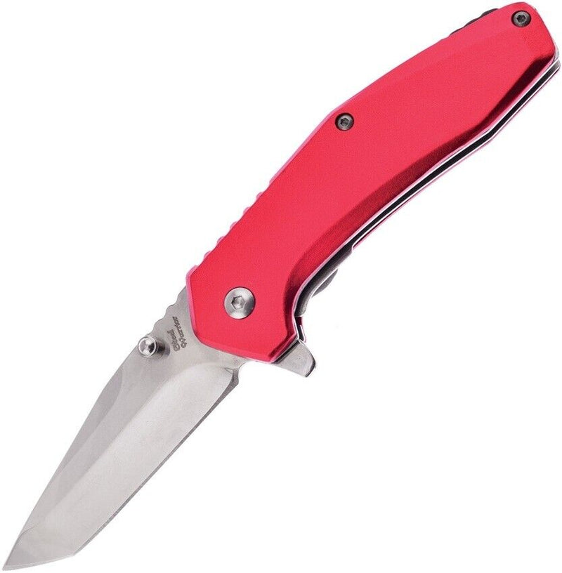 Frost Cutlery Linerlock A/O Folding Knife 2.75" Stainless Steel Tanto Blade Red Aluminum Handle W888R -Frost Cutlery - Survivor Hand Precision Knives & Outdoor Gear Store