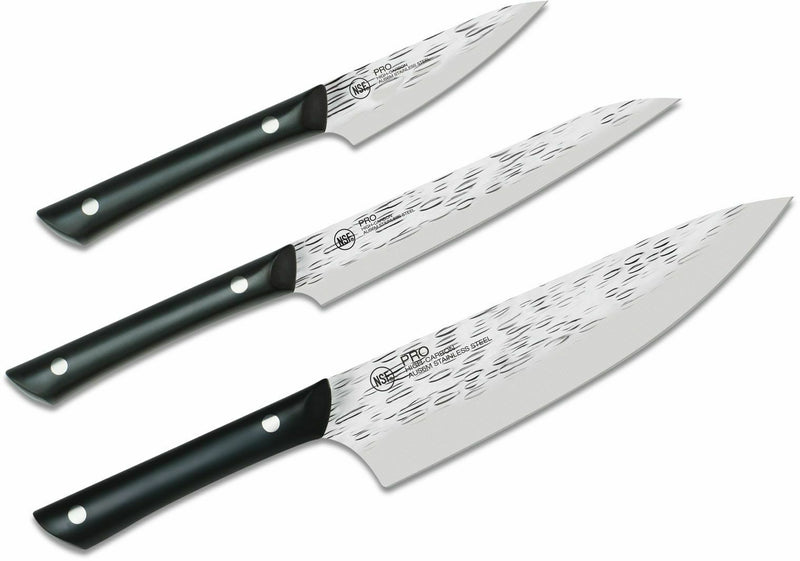 Kershaw Luna 3pc Set Kitchen Knives Hammered High Carbon Steel Blades Synthetic Handles AI0370 -Kershaw - Survivor Hand Precision Knives & Outdoor Gear Store
