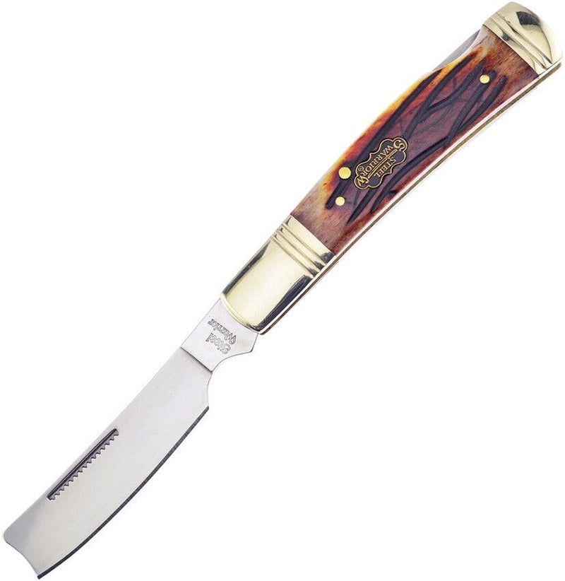 Frost Cutlery One Arm Folding Knife Stainless Steel Razor Blade Stag Bone Resin Handle W034SBR -Frost Cutlery - Survivor Hand Precision Knives & Outdoor Gear Store