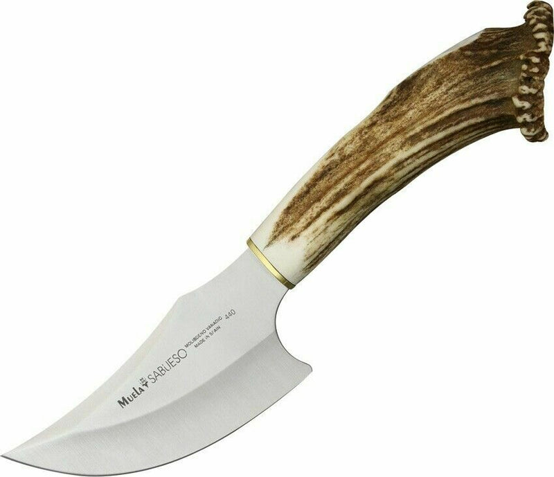 Muela Sabueso Skinner Fixed Knife 4.12" 440C Steel Blade Crown Stag / Brass Handle SABUESO -Muela - Survivor Hand Precision Knives & Outdoor Gear Store