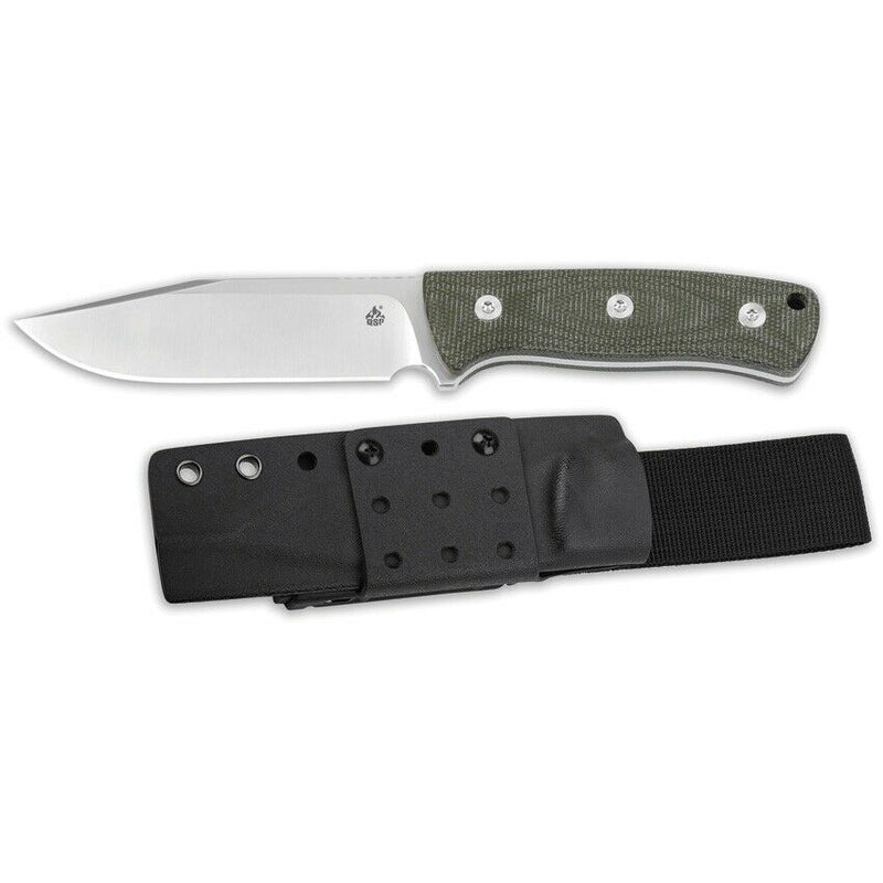 QSP Knife Bison Fixed knife 4.5" D2 Tool Steel Clip Point Blade Green Linen Micarta Handle 134C -QSP Knife - Survivor Hand Precision Knives & Outdoor Gear Store