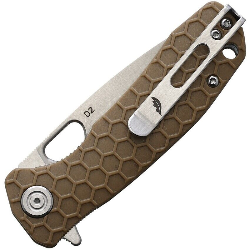 Honey Badger Knives Small Linerlock Folding Knife 2.75" D2 Tool Steel Blade Tan Textured GRN Handle 1027 -Honey Badger Knives - Survivor Hand Precision Knives & Outdoor Gear Store