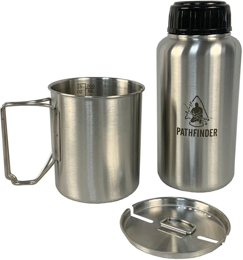 Pathfinder Bottle and Nesting Cup Set 304 Stainless Steel One Piece Construction 006 -Pathfinder - Survivor Hand Precision Knives & Outdoor Gear Store