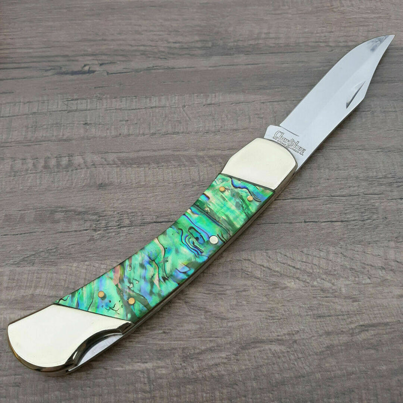 Frost Cutlery Bear Claw Folding Knife 3.75" Stainless Steel Blade Abalone Handle SW549AB -Frost Cutlery - Survivor Hand Precision Knives & Outdoor Gear Store