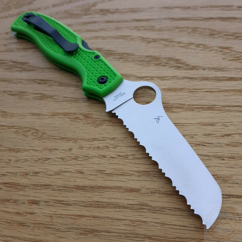 Spyderco Atlantic Salt Lockback Folding Knife 3.63" LC 200 N Tool Steel Blade Green Bi-Directional Texture FRN Handle 89FSGR -Spyderco - Survivor Hand Precision Knives & Outdoor Gear Store