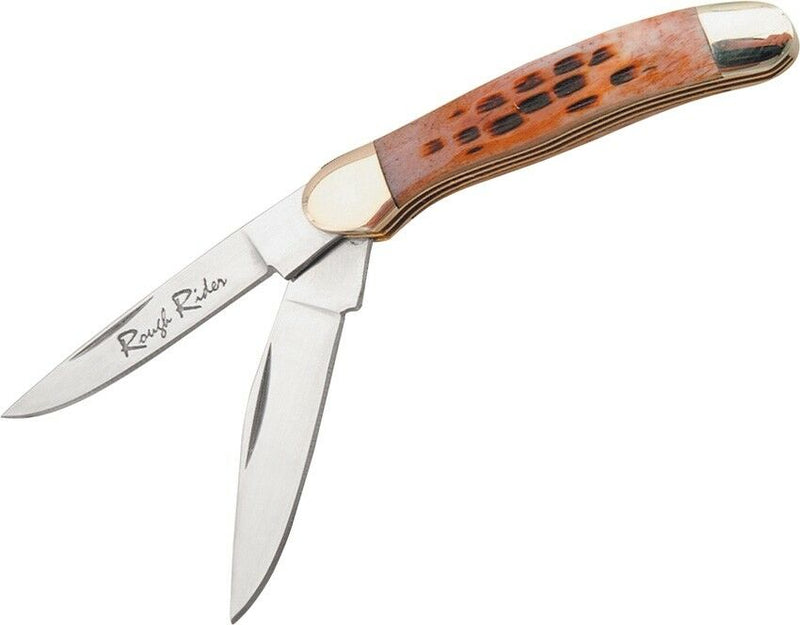 Rough Ryder Tiny Copperhead Pocket Knife Stainless Steel Blades Amber Bone Handle 186 -Rough Ryder - Survivor Hand Precision Knives & Outdoor Gear Store