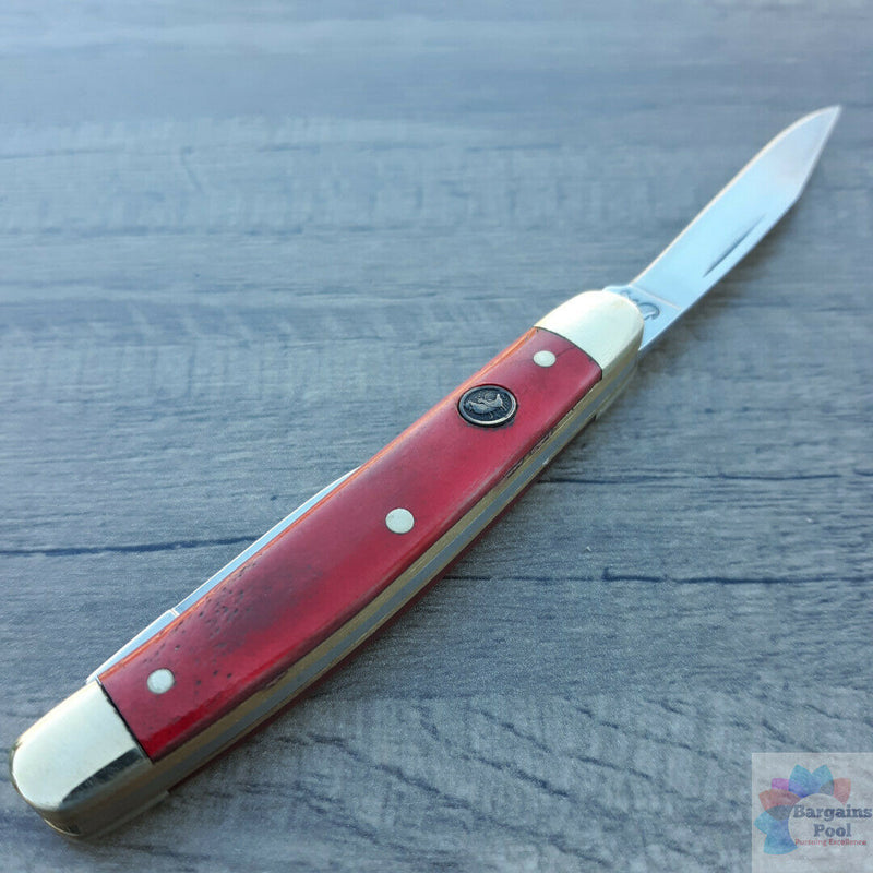 Hen & Rooster Pen Pocket Knife Stainless Steel Blades Red Smooth Bone Handle 302RSB -Hen & Rooster - Survivor Hand Precision Knives & Outdoor Gear Store