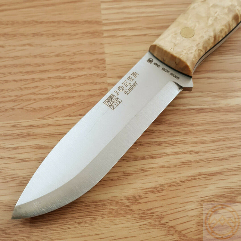 Joker Ember Bushcraft Fixed Knife 4" 14C28N Steel Full Tang Blade Curly Burch Handle RCL122P -Joker - Survivor Hand Precision Knives & Outdoor Gear Store