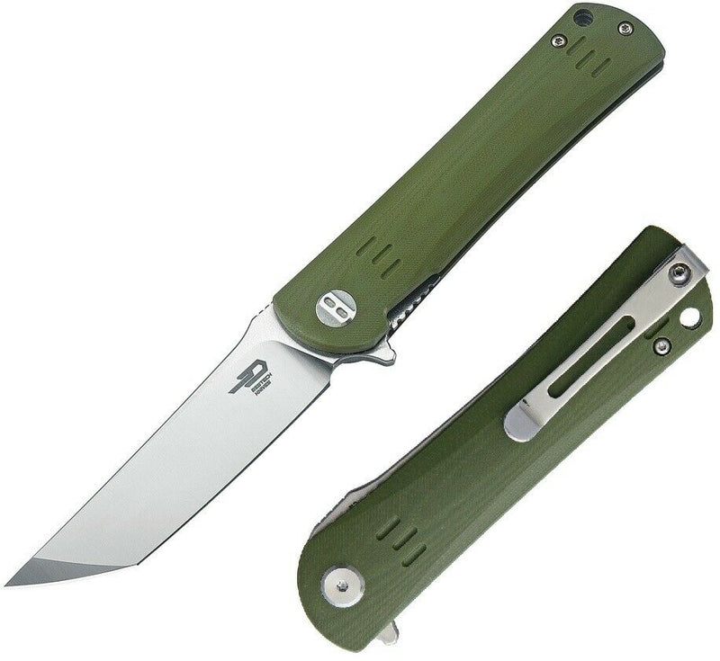 Bestech Kendo Linerlock Folding Knife 3.75" D2 Tool Steel Tanto Blade Green G10 Handle G06B1 -Bestech Knives - Survivor Hand Precision Knives & Outdoor Gear Store