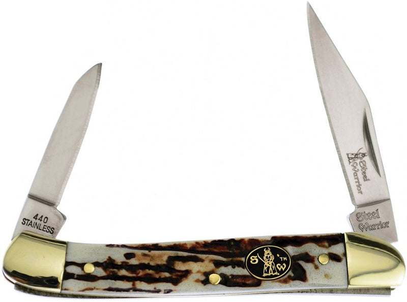 Frost Cutlery Little Copperhead Pocket Knife Stainless Steel Clip/Pen Blades Imitation Stag Handle W216IS -Frost Cutlery - Survivor Hand Precision Knives & Outdoor Gear Store