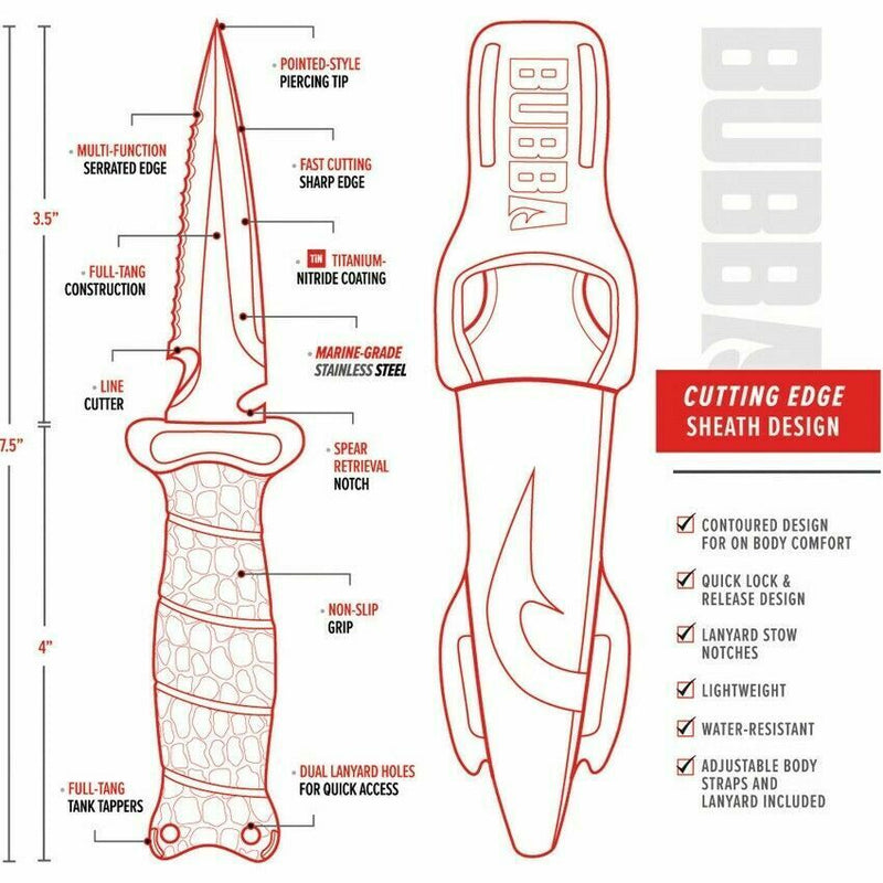 Bubba Blade Pointed Fixed Knife 3.5" Stainless Full Tang Blade Synthetic Handle 1107806 -Bubba Blade - Survivor Hand Precision Knives & Outdoor Gear Store