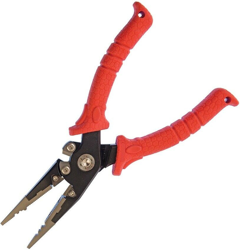 Bubba Blade Fishing Pliers 6.5in Spring-Loaded Jaws Crimper Carbide Cutters  Red