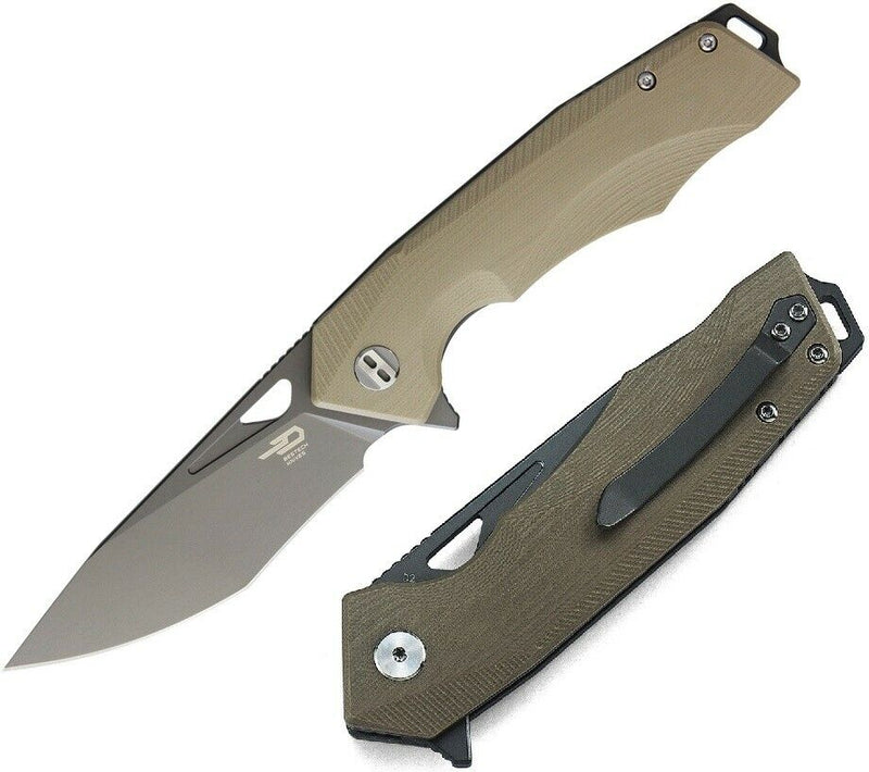 Bestech Knives Toucan Linerlock Folding Knife 3.5" D2 Tool Steel Blade Beige G10 Handle G14C2 -Bestech Knives - Survivor Hand Precision Knives & Outdoor Gear Store