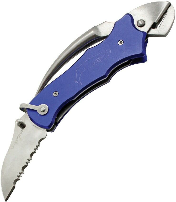 Myerchin Sailors Tool Liner Folding Knife Stainless Steel Blade Blue Aluminum Handle P300BL -Myerchin - Survivor Hand Precision Knives & Outdoor Gear Store