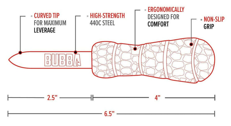 Bubba Blade Paddoc Shucking Knife 2.5” 440C Steel Red Rubber Synthetic Handle 1111856 -Bubba Blade - Survivor Hand Precision Knives & Outdoor Gear Store