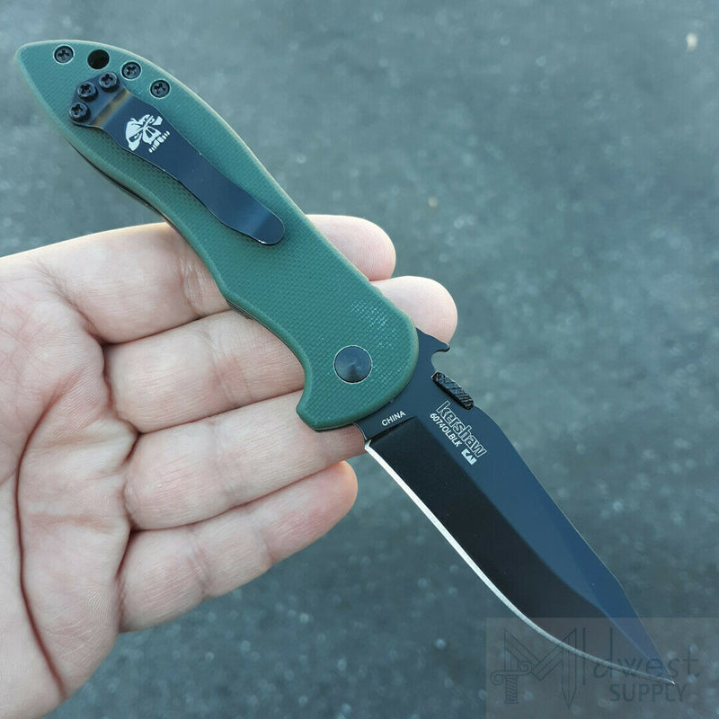 Kershaw Emerson CQC-5K Folding Knife 3" 8Cr13MoV Steel Blade Green G10 Handle 6074OLBLK -Kershaw - Survivor Hand Precision Knives & Outdoor Gear Store