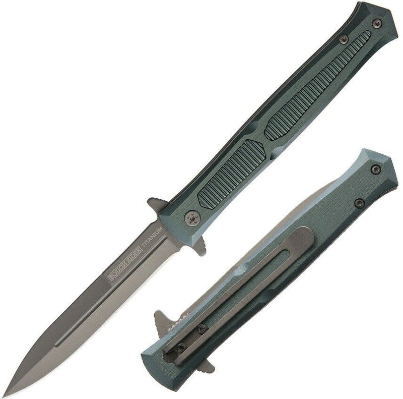 Rough Ryder Stiletto Folding Knife 3.75" Titanium/Stainless Blade Aluminum Handle 1858 -Rough Ryder - Survivor Hand Precision Knives & Outdoor Gear Store