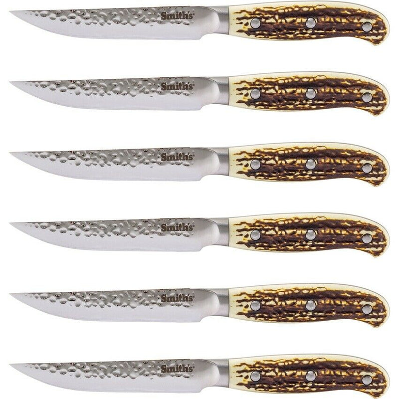 Smith's Sharpeners Steak Set Fixed Knife 4.5" 420 Stainless Blade Stag Handle 51033 -Smith´s Sharpeners - Survivor Hand Precision Knives & Outdoor Gear Store