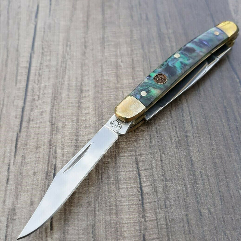 Hen & Rooster Stockman Pocket Knife Stainless Steel Blades Imitation Abalone Handle 303IAB -Hen & Rooster - Survivor Hand Precision Knives & Outdoor Gear Store