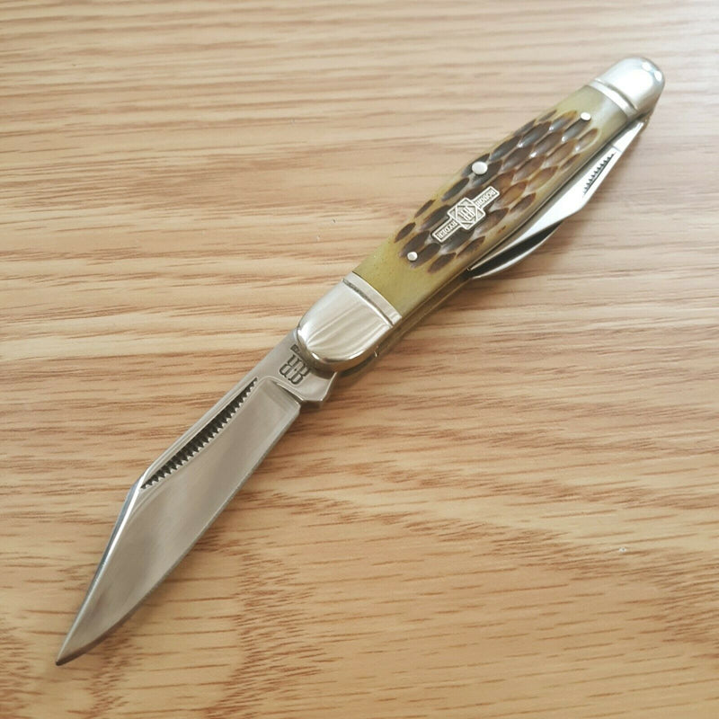 Rough Ryder Whittler Pocket Knife Stainless Steel Blades Amber Jigged Bone Handle 106 -Rough Ryder - Survivor Hand Precision Knives & Outdoor Gear Store