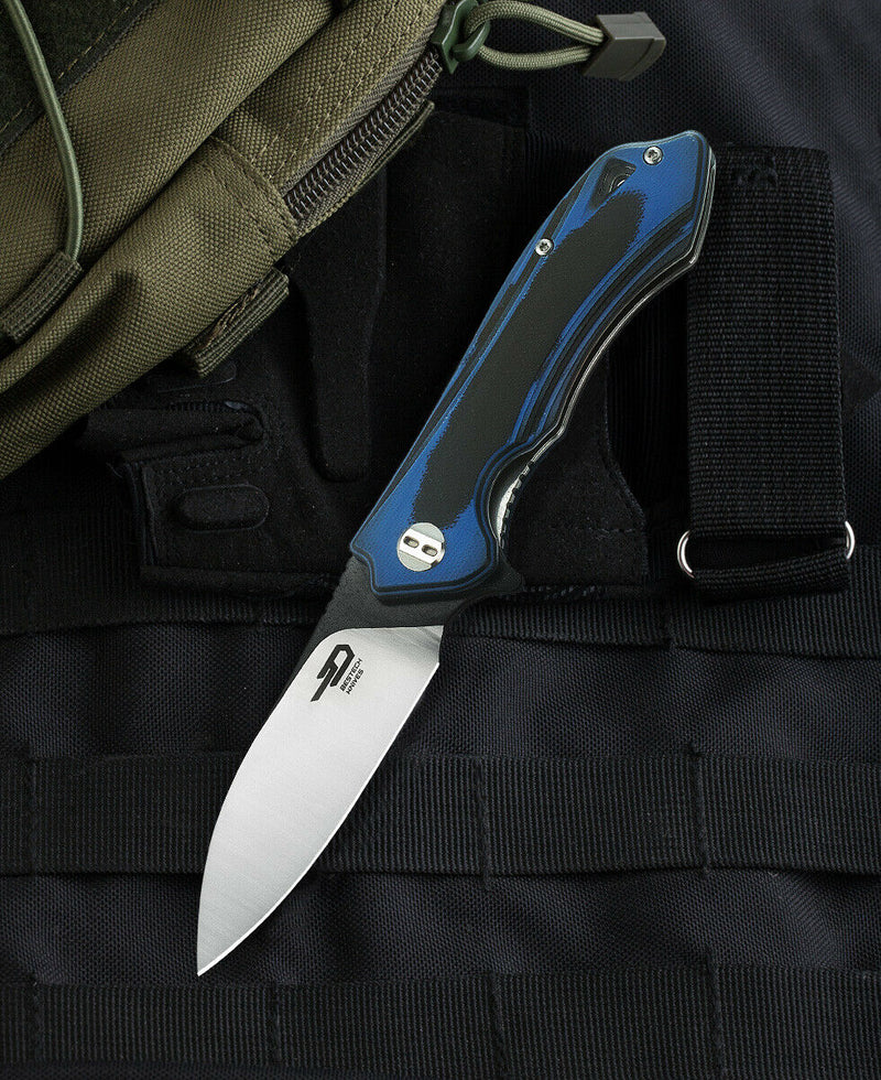 Bestech Knives Beluga Folding Knife 3" D2 Tool Steel Blade Black/Blue G10 Handle G11G1 -Bestech Knives - Survivor Hand Precision Knives & Outdoor Gear Store