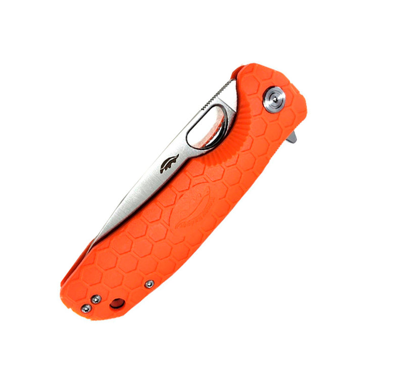 Honey Badger Knives Large Linerlock Folding Knife 3.63" D2 Tool Steel Drop Point Blade Orange Textured GRN Handle 1044 -Honey Badger Knives - Survivor Hand Precision Knives & Outdoor Gear Store