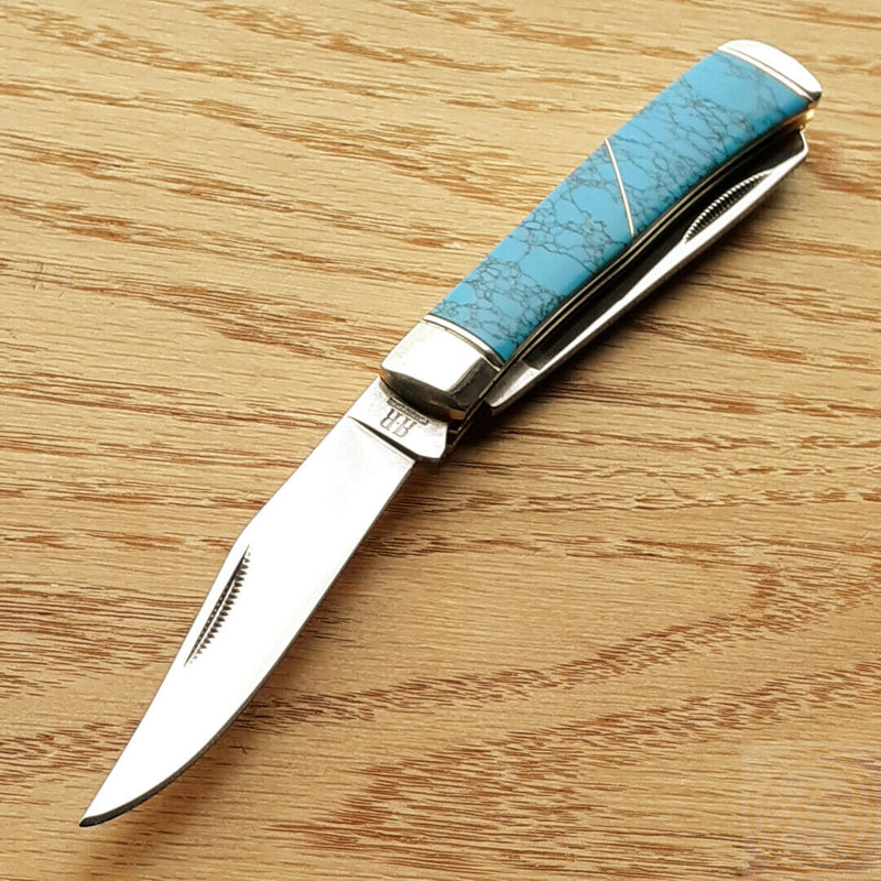 Rough Ryder Trapper Pocket Knife 440A Steel Blade Imitation Turquoise Handle 1371 -Rough Ryder - Survivor Hand Precision Knives & Outdoor Gear Store