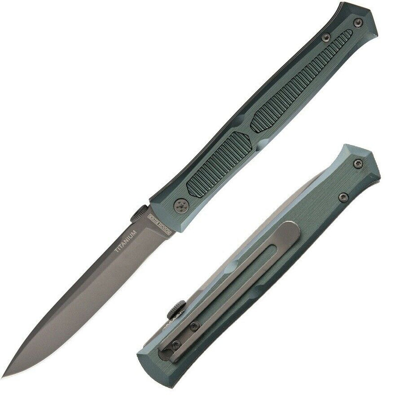 Rough Ryder Stiletto Folding Knife 3.75" Stainless Steel Blade Green Aluminum Handle 1859 -Rough Ryder - Survivor Hand Precision Knives & Outdoor Gear Store