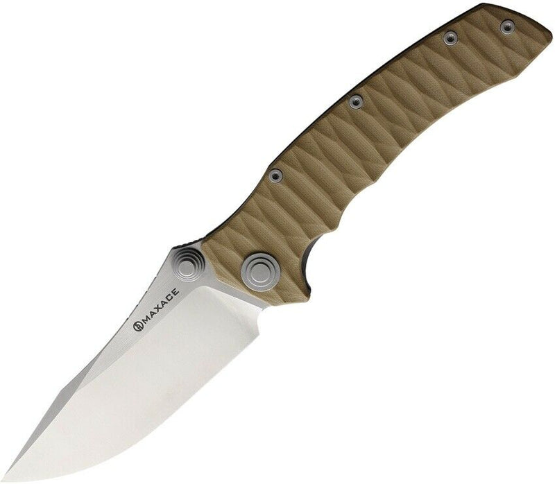 Maxace Sandstorm K Folding Knife 4.5" Bohler K110 Steel Blade Brown Sculpted G10 Handle MCK07 -Maxace - Survivor Hand Precision Knives & Outdoor Gear Store