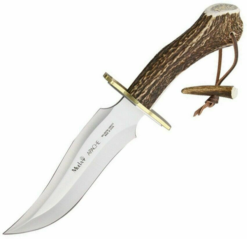 Muela Apache Fixed Knife 7.5" 440A Steel Bowie Blade One Piece Stag Handle 93102 -Muela - Survivor Hand Precision Knives & Outdoor Gear Store