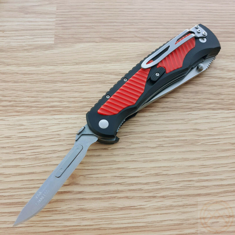 Havalon Titan Linerlock Shockey Pocket Knife 2.75" AUS-8 Steel Blades Black/Red Sculpted Polymer Handle 80220 -Havalon - Survivor Hand Precision Knives & Outdoor Gear Store