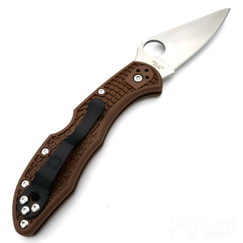 Spyderco Delica Lockback Folding Knife 3" VG-10 Steel Blade Brown Textured FRN Handle 11FPBN -Spyderco - Survivor Hand Precision Knives & Outdoor Gear Store