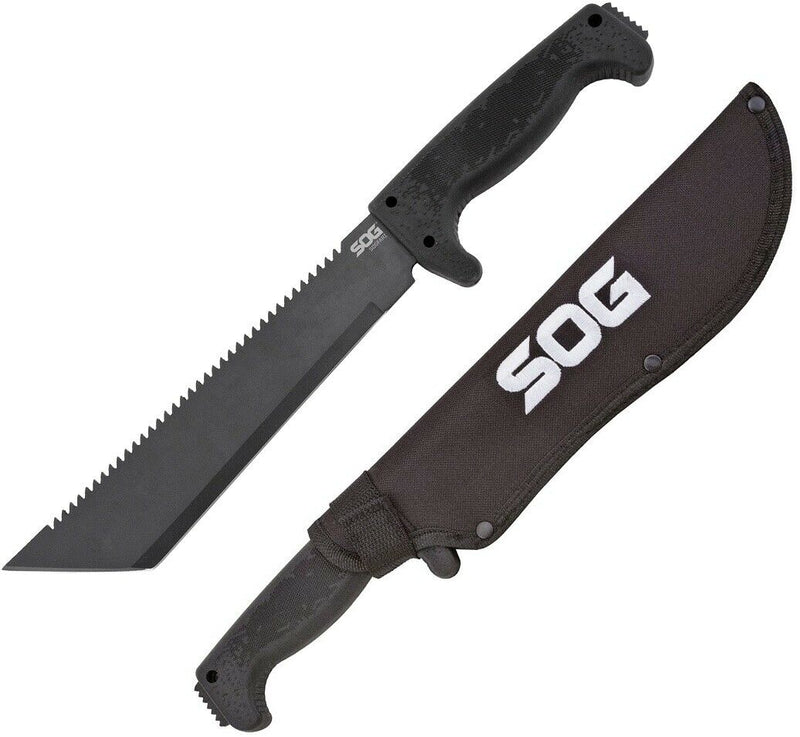 SOG Fari Machete Fixed Knife 10" 3Cr13 Stainless Steel Blade Black Rubber Handle MC04N -SOG - Survivor Hand Precision Knives & Outdoor Gear Store