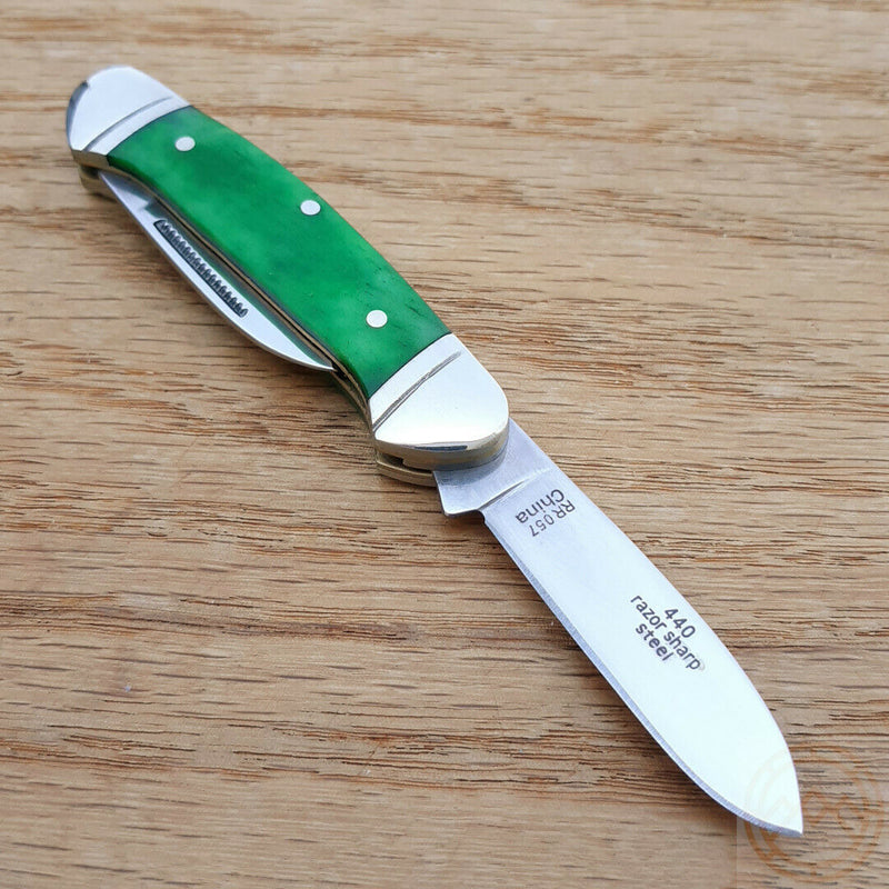 Rough Ryder Mini Canoe Pocket Knife Stainless Blades Green Smooth Bone Handle 057 -Rough Ryder - Survivor Hand Precision Knives & Outdoor Gear Store