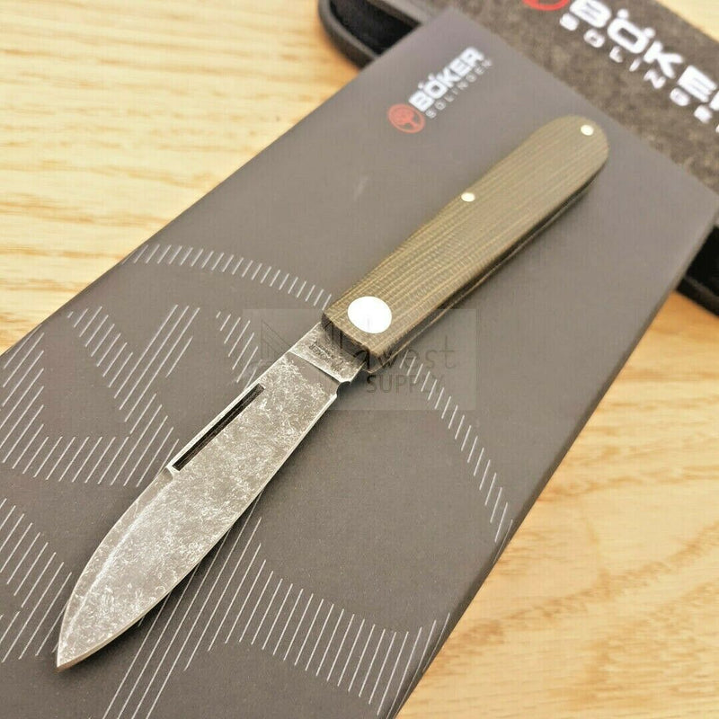 Boker Prime Barlow Folding Knife 2.75" Carbon Steel Blade OD Green Micarta Handle 115942 -Boker - Survivor Hand Precision Knives & Outdoor Gear Store