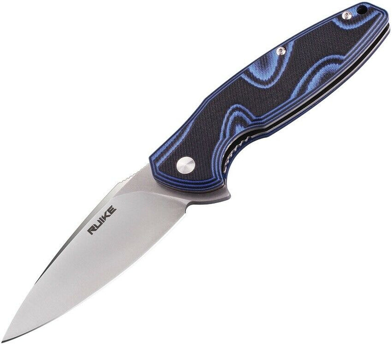 RUIKE Fang P105 Linerlock Folding Knife 3.5" 14C28N Steel Blade Blue/Black G10 Handle EP105Q -RUIKE - Survivor Hand Precision Knives & Outdoor Gear Store